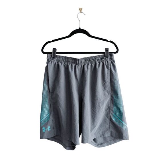 Under Armour Mens Loose HeatGear Athletic Shorts Gray Teal Size Large - Picture 1 of 7